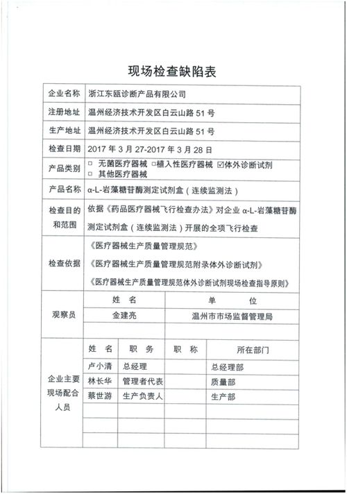 食药监总局公布对浙江东瓯诊断产品飞行检查情况